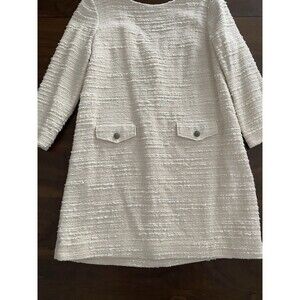 Ba&sh Lady Dress Cotton Elegant Cream Textured Tweed Dress XL Quiet Lux Formal